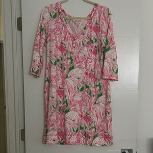 Lilly Pulitzer pink/green/white flamingo dress.   Size XL.